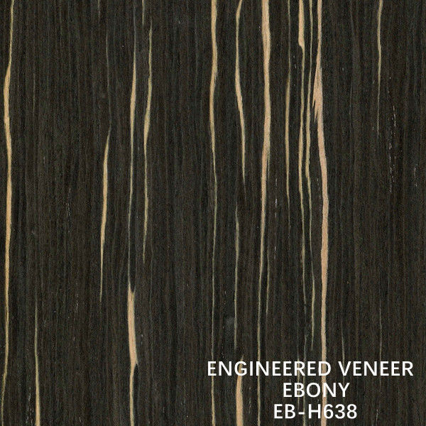 Kundengebundene wieder hergestellte gerades Korn-Stärke Ebony Wood Veneers H638 0.15-0.6 Millimeter-Papier-Rückseite von China-Hersteller